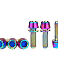 Rainbow Titanium Alloy M5x16mm 18mm Tapered Head Allen Hex Bolt With Washer For Mountain And Road Bike Stem Parts Pack Of 6 Anti Corrosion Lightweight High Strength Precision Machined For Durable Bike Component Upgrade