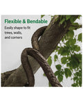 Slick Artificial Tree Bark Cable Cover And Flexible Hollow Vine Conduit Tube For Hiding Exposed Wires Smoothly in a garden setting.