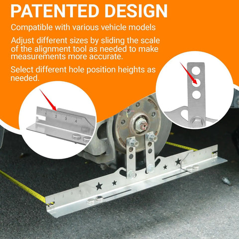 Straight Up Heavy Duty Wheel Alignment Tool Kit With Adjustable Extension Rod And Precision Stainless Steel Toe Plates For Street Vehicle Tuner Garage Setup