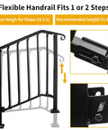 Adjustable Handrail For Two Or Three Steps With Real Wrought Iron Material Outdoor Steps Rail Kit with installation hardware