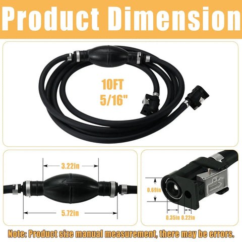 Marine Outboard Fuel Line Kit With Five Sixteenths Inch Ten Foot Hose Primer Bulb Quick Connectors Four Clamps And Fuel Filter