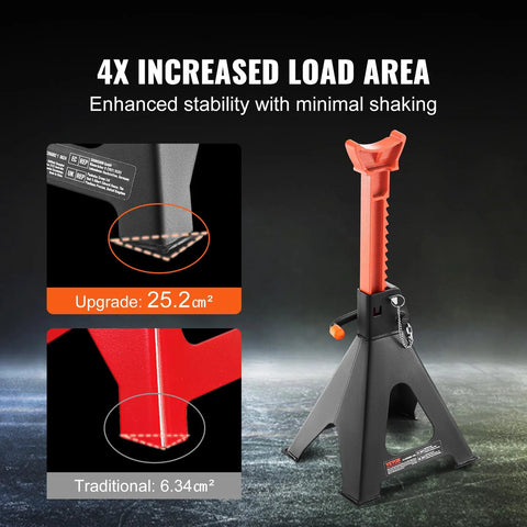 VEVOR 6-Ton jack stands, red, double-locking, adjustable 14.2–23 in height, for SUVs/pickups, pair