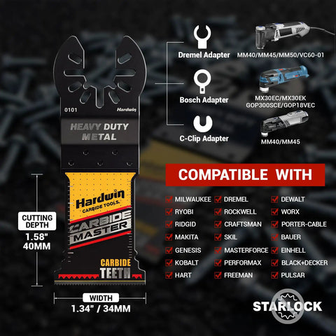 Kickass Carbide Oscillating Multi Tool Blades 3 Pack for heavy duty metal cutting, featuring carbide teeth for durability.