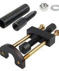 Harley Big Twin transmission mainshaft inner bearing race installer puller tool with black frame and brass rods