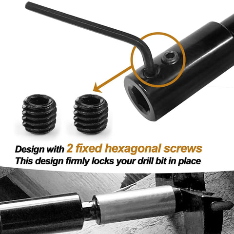 12 Inch Forstner Drill Bit Extension For Seven Sixteenths Inch Hex Shank Extends Drilling Depth By Over 10 Inches with screws