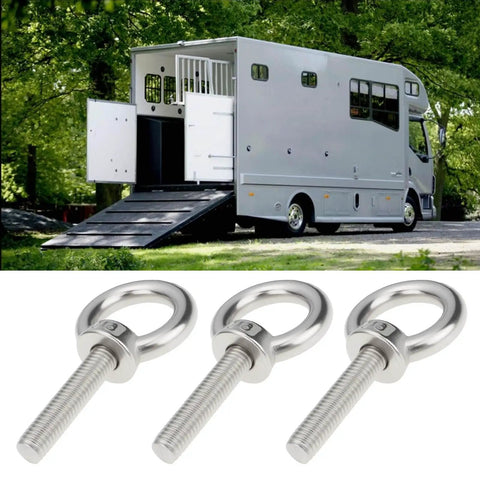 Four Pack Stainless Steel Lifting Eye Bolts And Washers M8 X 35Mm For Ifor Williams Horsebox Trailers with lifted ramp.