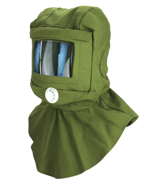 Green Sand Blasting Hood Cap Shawl Mask For Full Face And Shoulder Shield Anti Dust Wind Resistant Sandblasting Mask With Neck Protector