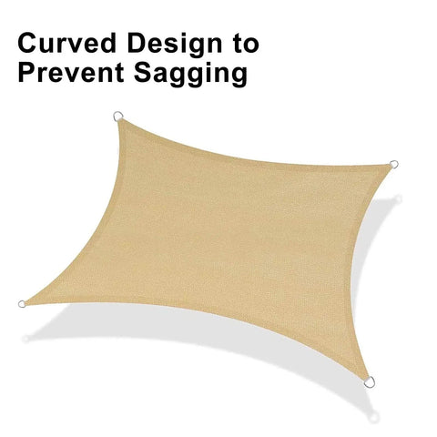 Custom Size Rectangle Sun Shade Sail Canopy 12 By 16 In Sand Color UV Blocking Outdoor Patio Garden Backyard Shade Solution Durable