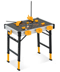 Beefed Up Folding Work Table With A Rock Solid One Thousand Pound Load Rating And Five Step Height Tweaks Featuring A Full Docking Grid with tools.