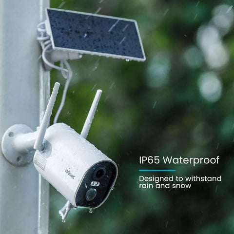 Wireless Outdoor Security Camera With 2K Solar Power, Spotlight And Siren, AI Motion Detection, 3MP Color Night Vision mounted