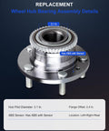 Wheel Bearing Hub Assembly With ABS Sensor Rear 5 Lug Direct Fit Replacement 512269 X2 Easy Install for cars