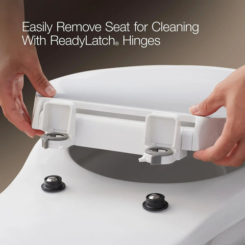 Top Shelf Elongated Toilet Seat With Silent Shut Lids And Seats, easily removes for cleaning with ReadyLatch hinges.