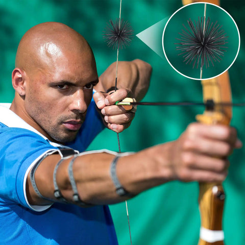 Archer using 4 Pack Bow String Silencers Dampeners For Recurve And Compound Bows, Noise Reduction And Vibration Dampening close-up