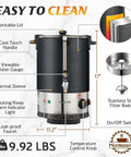 100 Cup Coffee Maker Urn For Events And Catering Large Double Wall Stainless Steel Percolator Dispenser with features labeled
