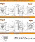 Slick Rock Solid Helical Planetary Gear Reducer Compatible With Nema 23 And 34 Stepper Motors delivering 70 to 1 torque boost dimensions chart.