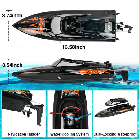 Skater RC Boat With Self Righting Feature And Easy Controls Delivers Up To 25 Kilometers Per Hour On Water For Pools And Lakes