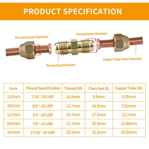 4 Pack Copper Pipe Extension Joint Connectors For HVAC AC One Quarter Inch And Three Eighth Inch Coupling Adapters Specifications