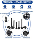 465 Piece Self Drilling And Self Tapping Screws Set In 410 Stainless Steel Sizes 8 And 10 Hex Washer Head And Phillips Round Head displayed.