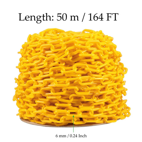 164 Feet High Visibility Plastic Chain Barrier For Crowd Control And Parking Safety, Durable 1.4 Inch Diameter Queue Fence Line
