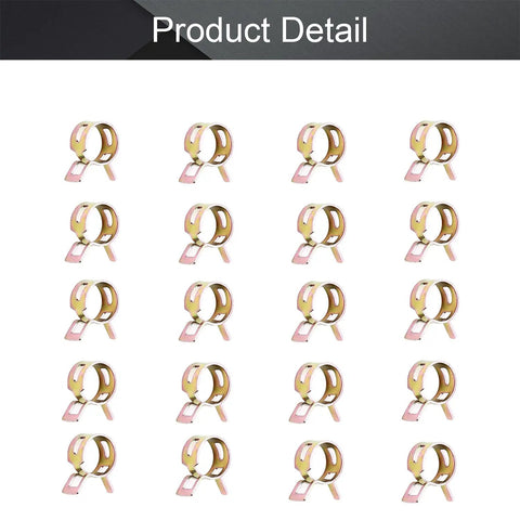 Image of 100 Piece Spring Band Hose Clamps Set 12mm Inner Diameter 14.3mm Max Open Low Pressure Air Clip Fasteners in rows