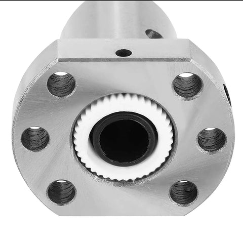 Close-up of Anti Backlash Ball Screw SFU1605 RM1605 with metal ball screw nut end machining