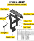 Diagram showing parts of the Badass Heavy Duty 24 Inch Excavator Hydraulic Thumb Backhoe Attachment Bolt On Kit.