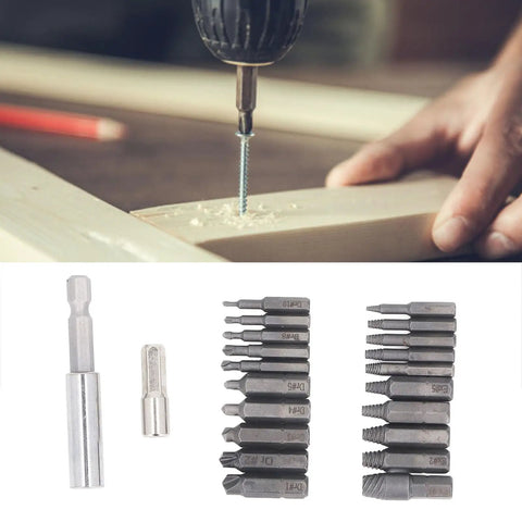 Get Your Hands On This 22-Piece Broken Bolt Remover Kit Made From Tough High-Speed Steel To Easily Extract Stuck Stripped Screws And Nuts With Built-In Drill Bit Holders For Serious Home And Auto Jobs. HSS extractor bits and holders