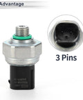 Engine Air Conditioning Pressure Switch Sensor For BMW Mini E39 E46 E38 E53 X5 12V DC 3 Pins with connector view