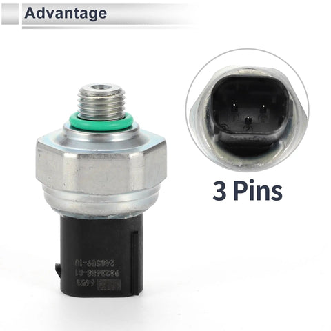 Engine Air Conditioning Pressure Switch Sensor For BMW Mini E39 E46 E38 E53 X5 12V DC 3 Pins with connector view
