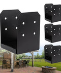 Built Tough 8x8 Deck Post Base Brackets 4 Pack For Pergola Gazebo Playset Fits Actual 7.5x7.5 Posts Black Powder Coated Steel