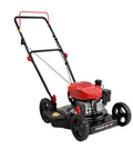 Easy Start 18 Inch Gas Lawn Mower With 144cc OHV Engine Steel Deck Side Discharge 5 Position Height Adjustment Lightweight Walk Behind Push Mower For Small Yards Quick No Fuss Yard Care, side view