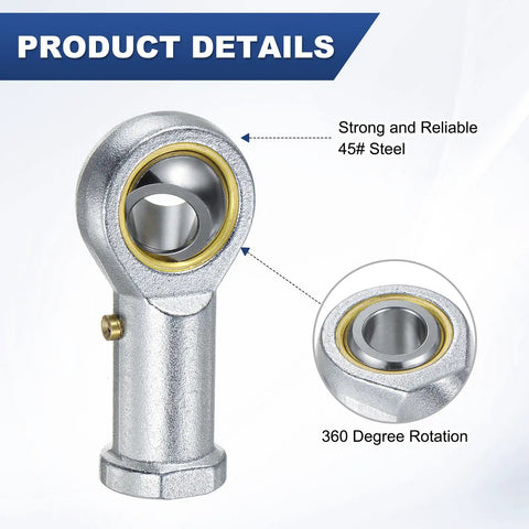 4-Pack PHSB8 Heavy-Duty Rod End Bearings 1/2 Inch Bore 1/2-20 Right Thread Built-To-Last Self-Lubricating Female Thread Steel Joint With Jam Nuts For Forging Machines CNC Equipment Steering Linkages And Automation Tools, 45# steel, 360° rotation