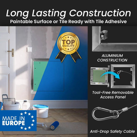 Solid Build 12X12 Inch Drywall Access Panel With Tough Aluminum Frame And Easy Click Finish Designed For No Sweat Plumbing Electrical Hvac Repair And Clean Flush Wall Makeovers Anywhere, installed in painted wall, tool-free removable design.