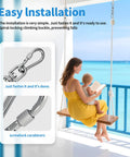 Mother and child on swing showing Heavy Duty 1200 Lb Capacity Swivel Ring Double Ended Eye Hook In 304 Stainless Steel Includes Swivel Hooks