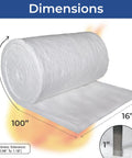 Ceramic Fiber Insulation Blanket 2400F High Heat Fireproof 1 Inch Thick 16 By 100 Inch for ovens and furnaces dimensions.