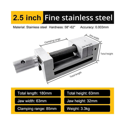 High Precision Stainless Steel Right Angle Vise For CNC Surface Grinding Machines dimensions with clamping range and features