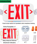 Smooth Running Exit Sign And Emergency Light Featuring Rock Solid Battery Backup Lasts Ninety Minutes Through Power Drops Dual Adjustable Led Heads Handle Any Room Or Shop Universal Wire In Two Pack Built Tough with red exit sign and accessory kit.