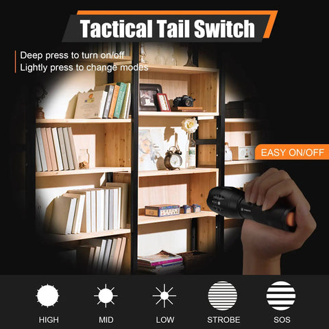 Two Pack 1000 Lumen LED Flashlight Set For EDC Go To Handheld Use High Bright Outdoor Lights With Five Modes Waterproof Durable For Survival Camping Emergency Kits Gift Idea