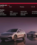 Ford Mustang 2011-2014 3.7L V6 compatibility chart with two modern cars in the foreground.