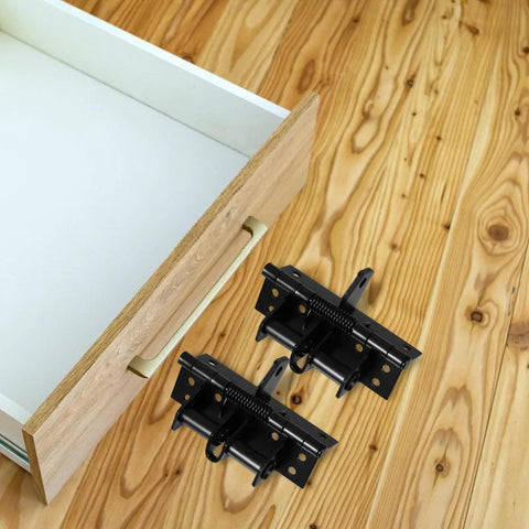 Hidden Self Closing Door Hinges With Adjustable Tension And 90 Degree Rotation Zinc Alloy Spring Hinges 2 Pack on wooden floor
