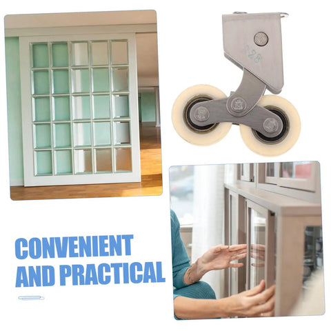 Heavy Duty Four Pack Aluminum Alloy Sliding Door Pulleys With Double Wheel Bearings And Smooth Gliding Track Rollers for patio doors.