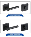 Exterior Keyed Entrance Handleset With Slim Square Locking Lever And Deadbolt In Iron Black Finish for front/back doors