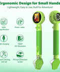 2 In 1 Digital Microscope Kit With Bug Catcher For Kids Portable Handheld 1080P HD Microscope, green, front and side view