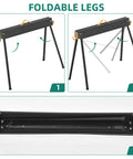 Heavy Duty Folding Saw Horses 2 Pack with foldable legs for quick setup, portable durable job site supports.