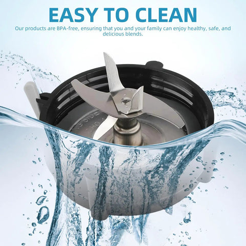 Pro 1200 Blender Replacement Parts Kit With Stainless Steel Cutter Blade Jar Base Cap And Four Silicone Gaskets Complete Workhorse Go To 3 In 1 Set For 1200 Series Blenders stainless steel blade and jar base cap shown easy to clean