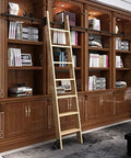 Sliding Barn Door And Mobile Library Ladder Track System With Floor Rollers Round Tube Hardware Kit For Attic Library Storage Wine Cellar