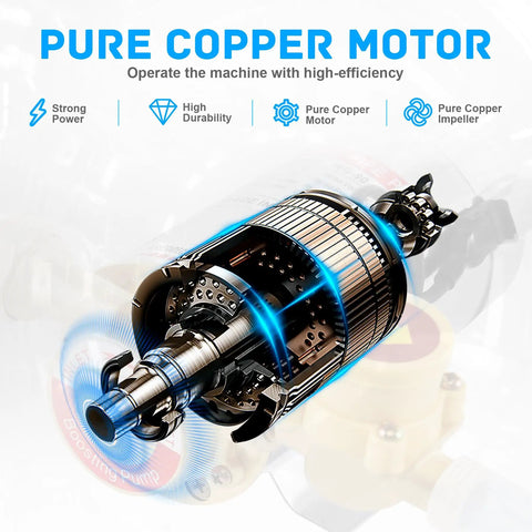 Boss Level Home Water Pressure Booster Pump 110V 90W 243GPH 15 PSI with auto flow, featuring brass head and motor details