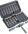 42 In 1 Magnetic Screwdriver Set With Ratchet Handle Portable Multi Bit Tool Kit, open case showing magnetic bits and T-handle ratchet.