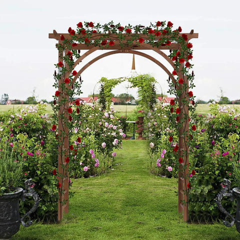 85 Inch Wooden Garden Arbor Arch For Outdoor Weddings And Ceremonies, Solid Wood Trellis For Climbing Plants in garden setting