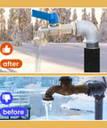 Comparison of outdoor water faucets before and after using Pipe Insulation Wrap Self Adhesive Foam Tape 2 Inch By 13 Foot for freeze protection.
